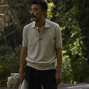 Ikiji made in Japan cotton linen knit polo